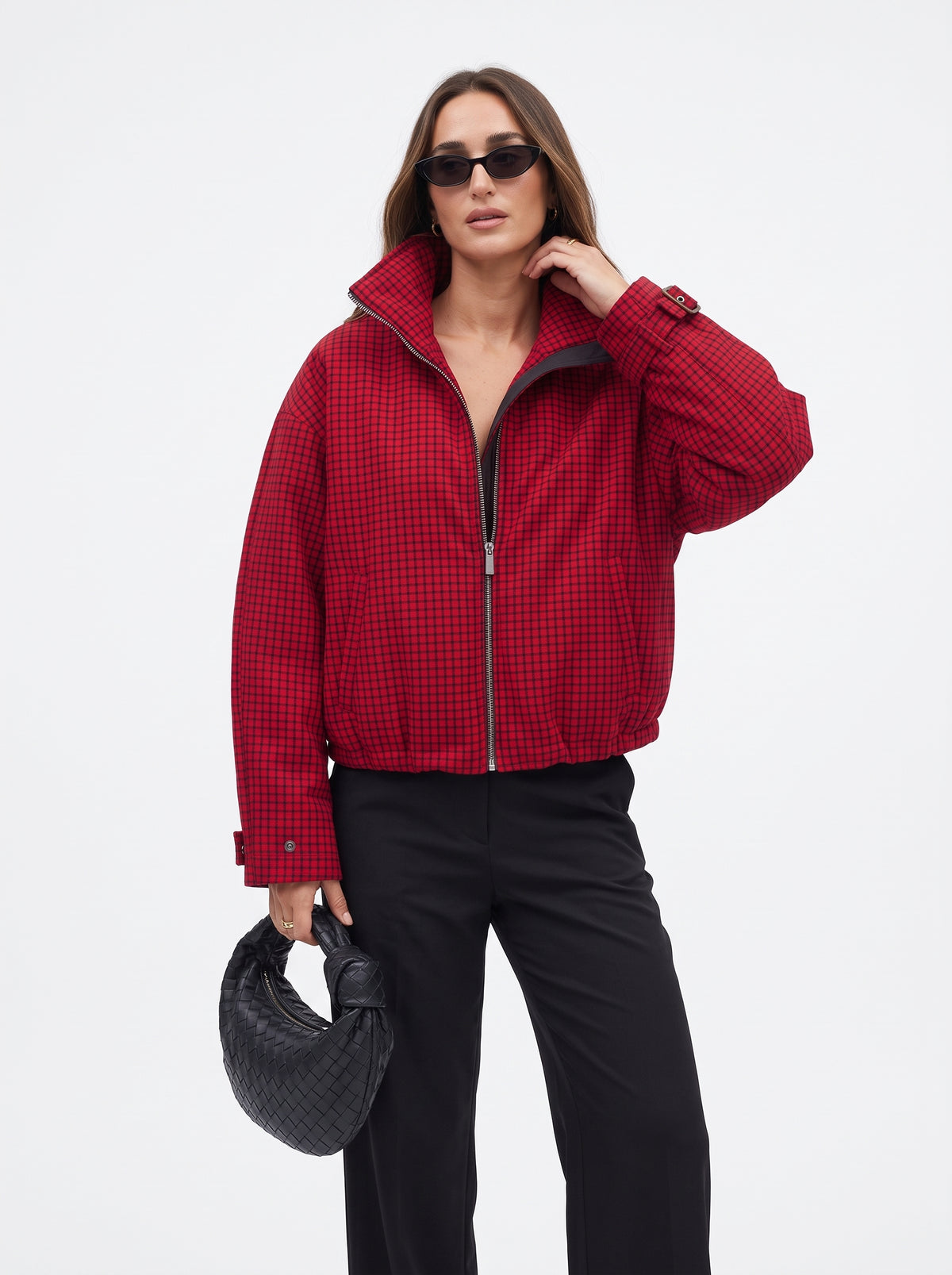 Elisa | Chaqueta bomber a cuadros roja