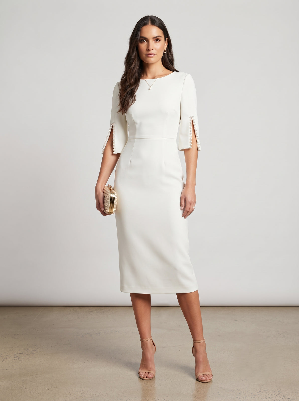 Melany | Vestido largo elegante adornado con perlas