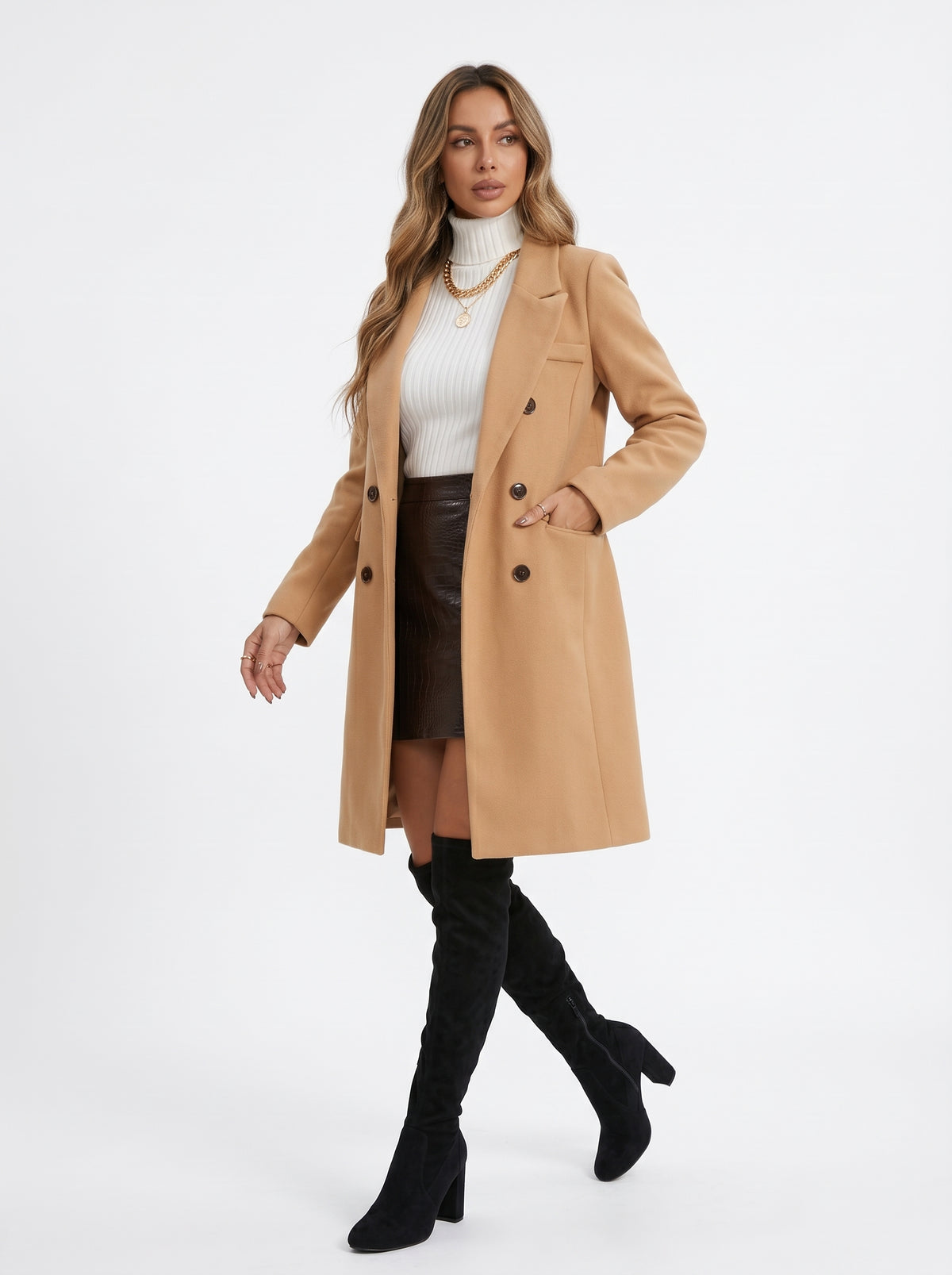 Selena | Gabardina larga de doble botonadura