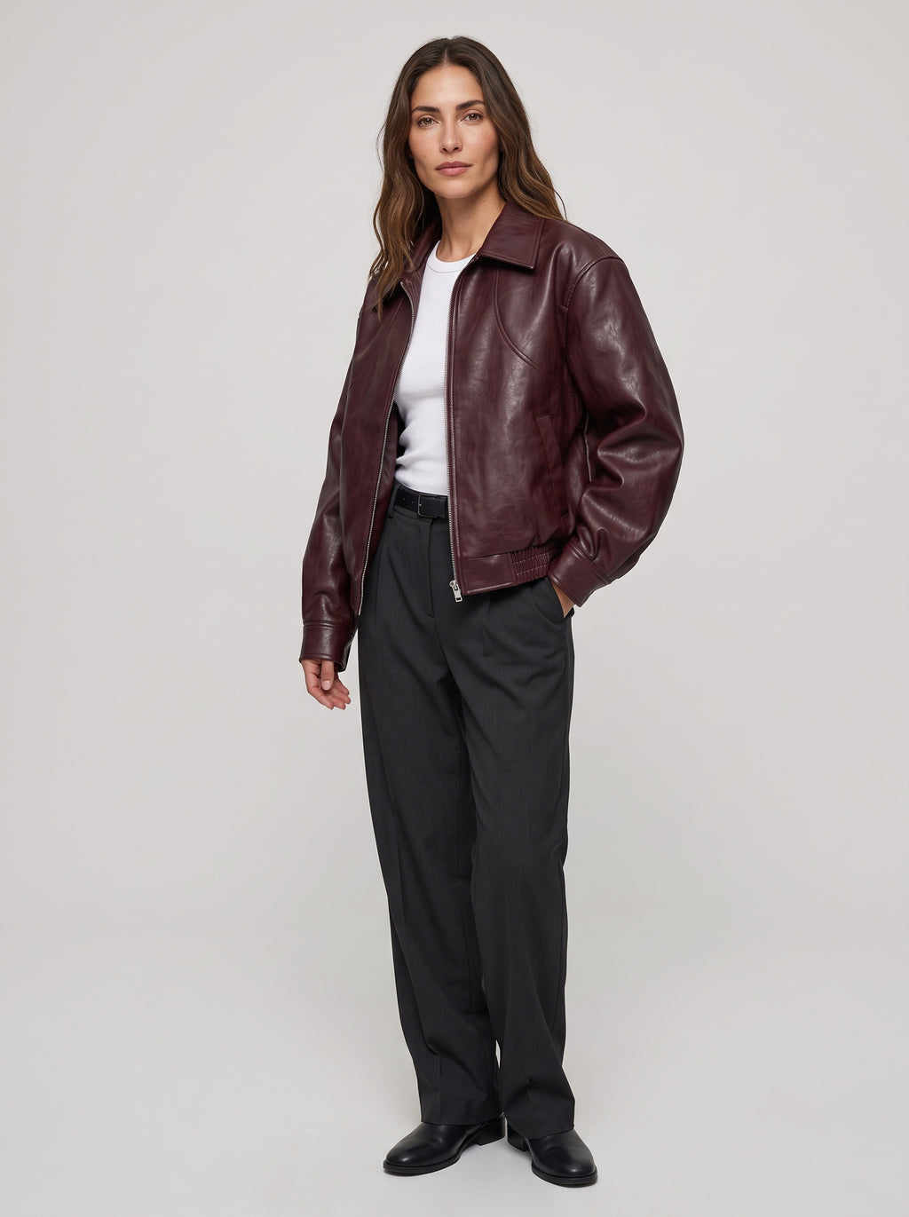 Luna | Chaqueta corta burdeos