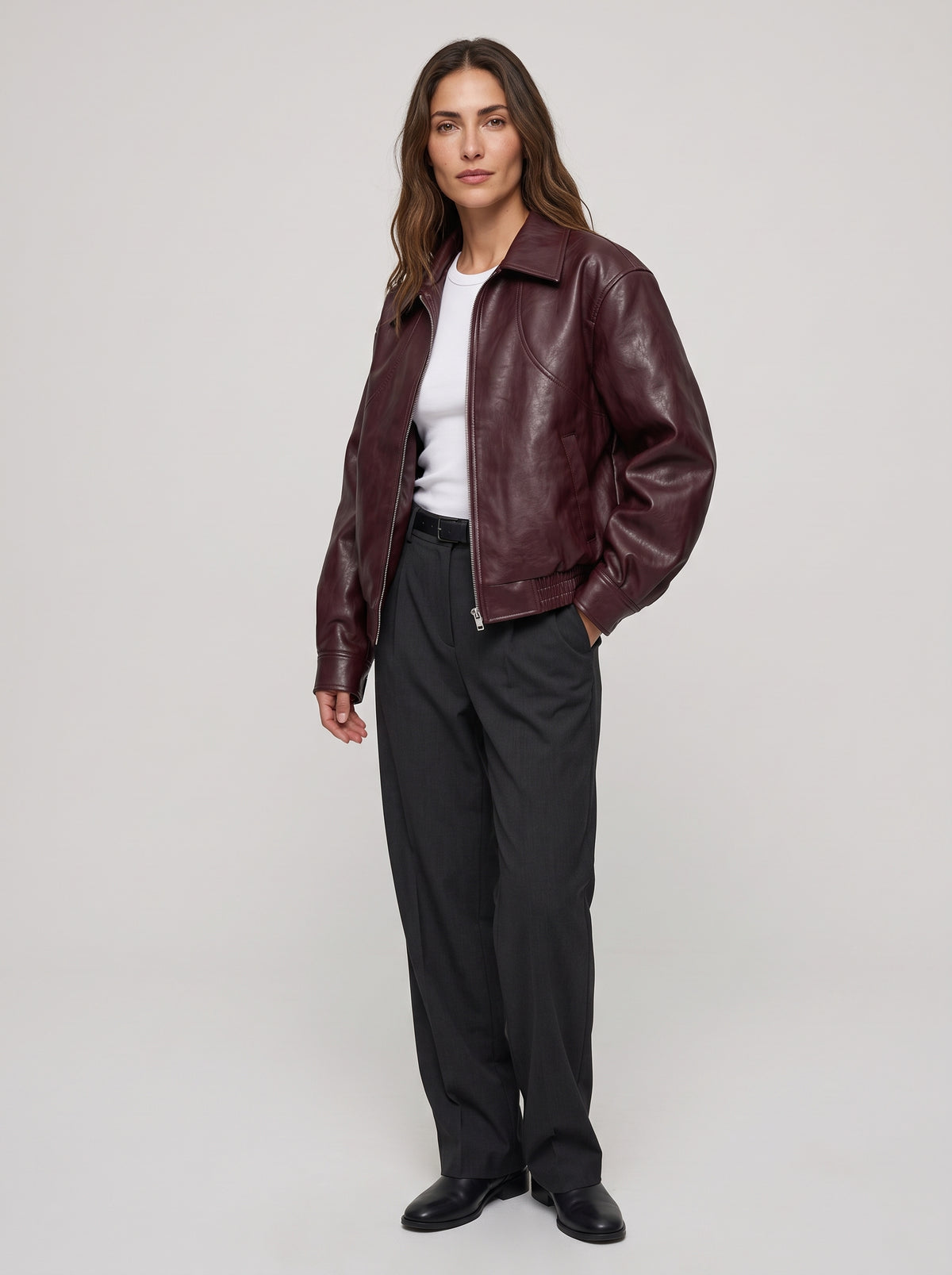 Luna | Chaqueta corta burdeos