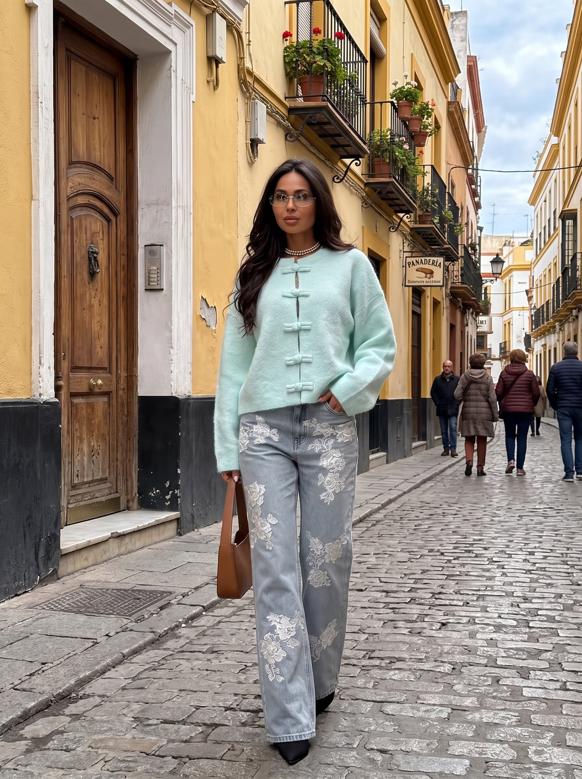Thalia | Cárdigan de manga larga con hebilla retro