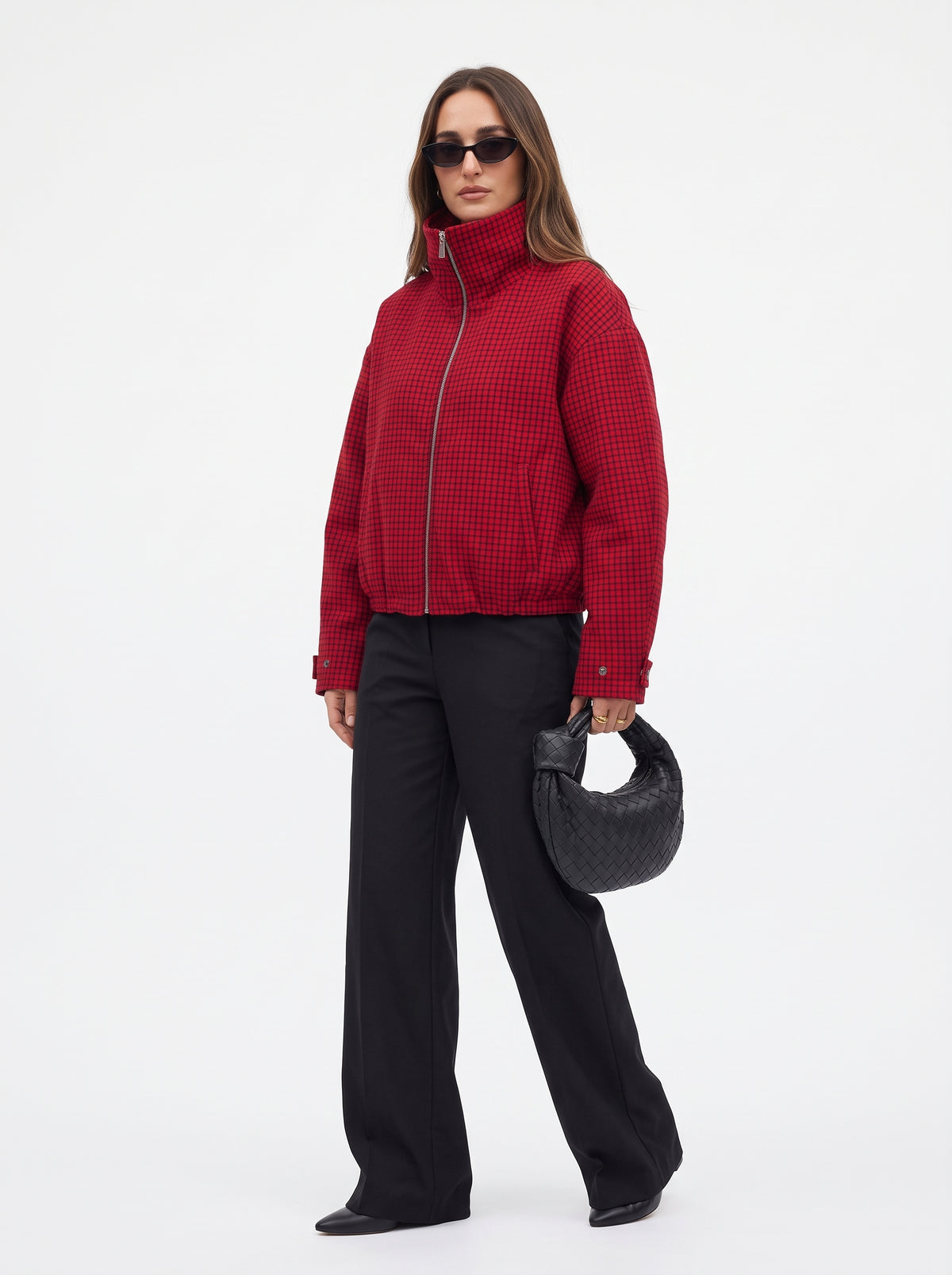 Elisa | Chaqueta bomber a cuadros roja