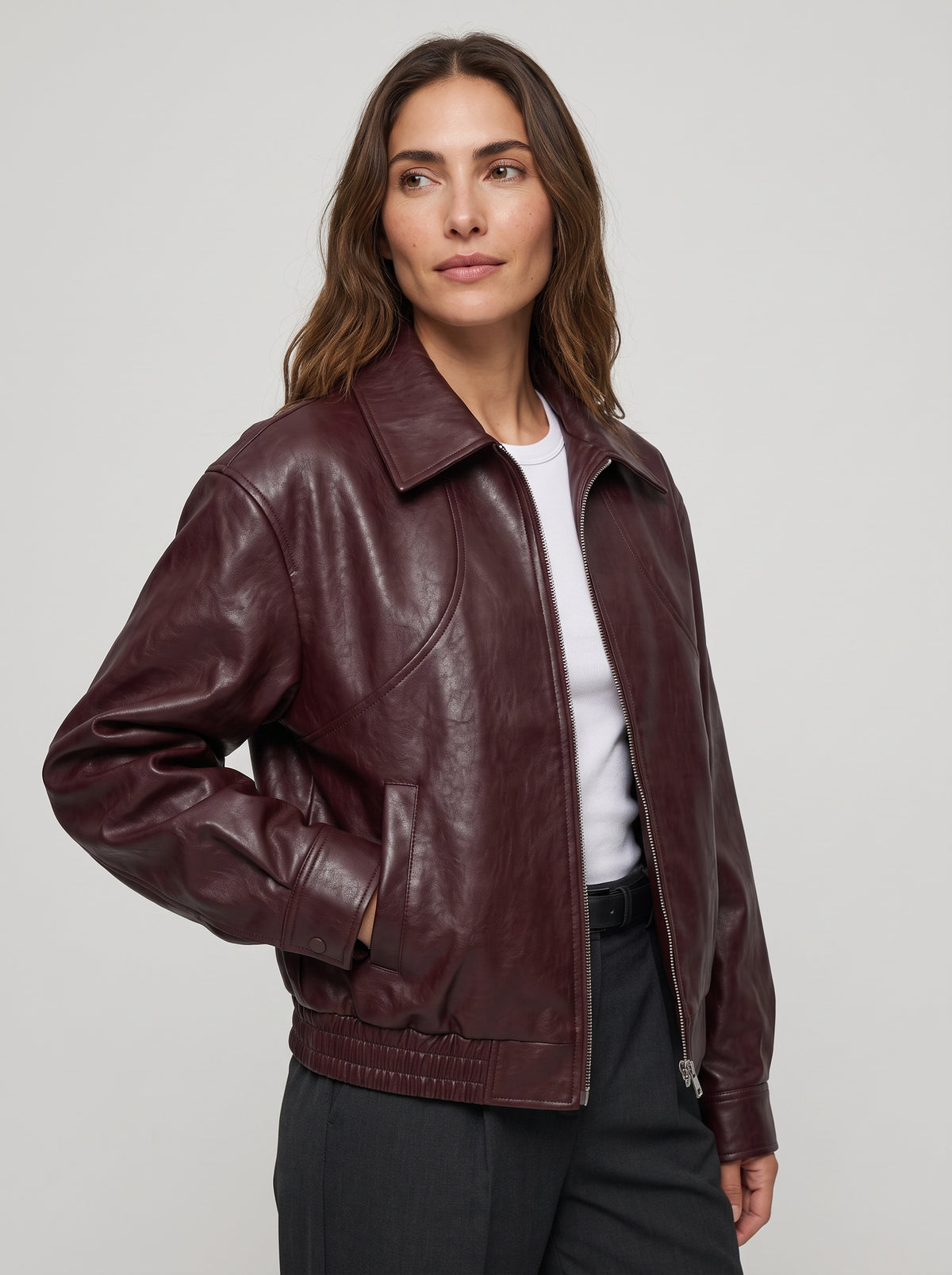 Luna | Chaqueta corta burdeos