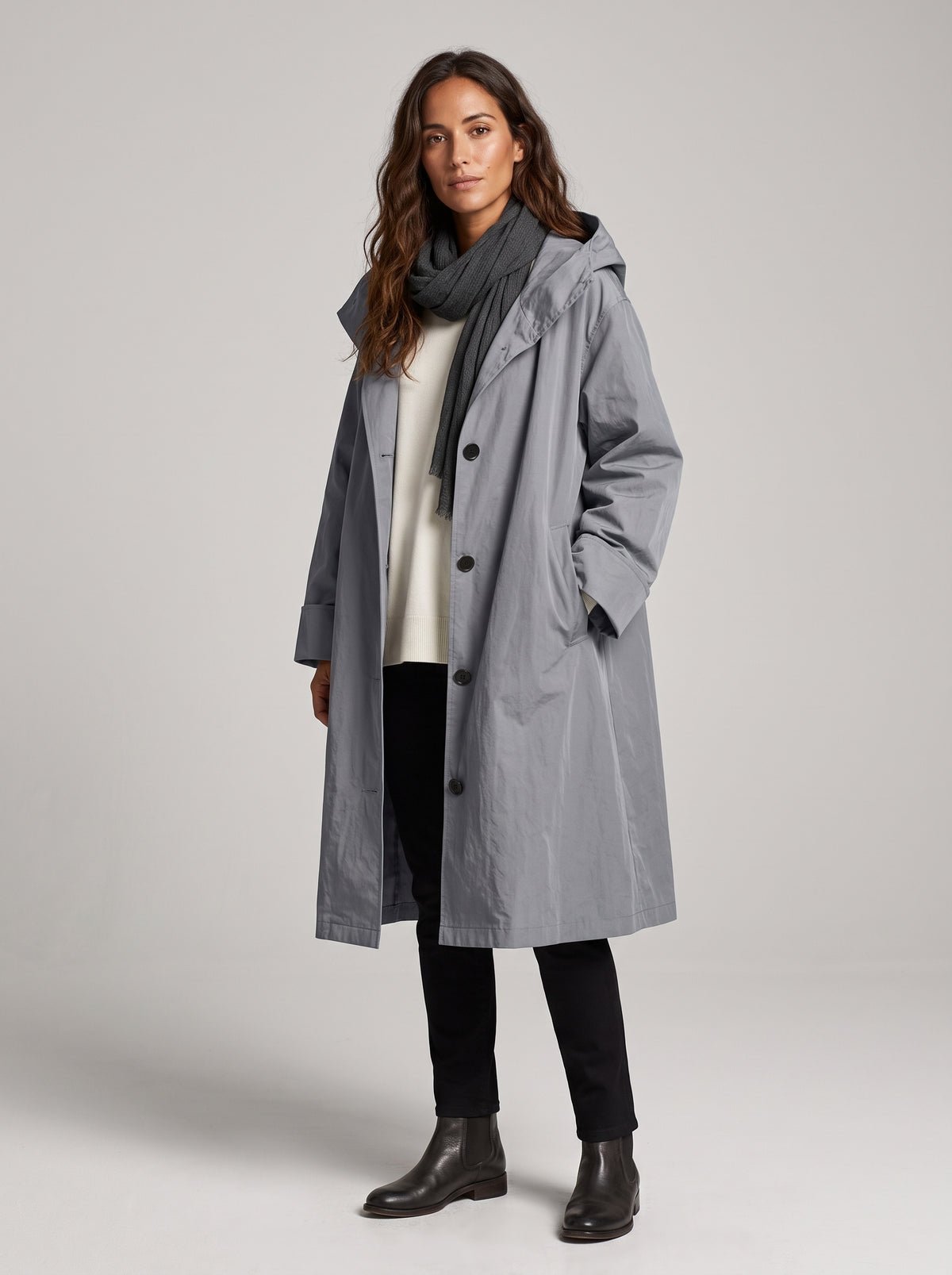 Miriam | Gabardina larga con capucha