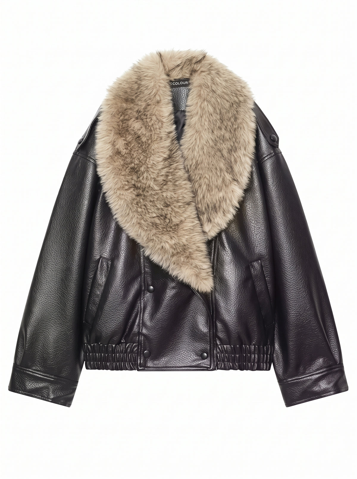 Elena | Chaquetón de cuero y pelo sintético