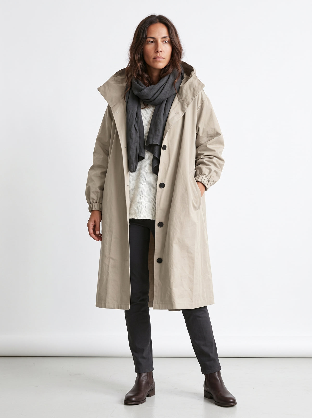 Miriam | Gabardina larga con capucha