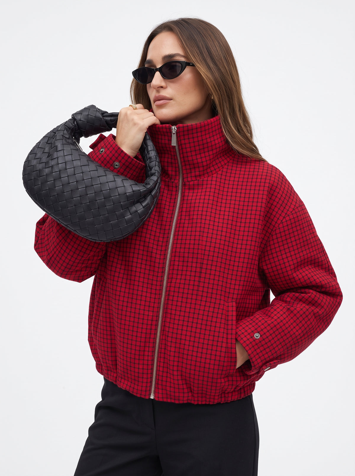 Elisa | Chaqueta bomber a cuadros roja