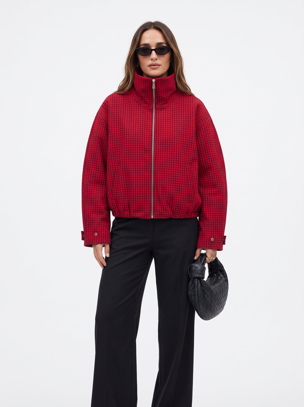 Elisa | Chaqueta bomber a cuadros roja