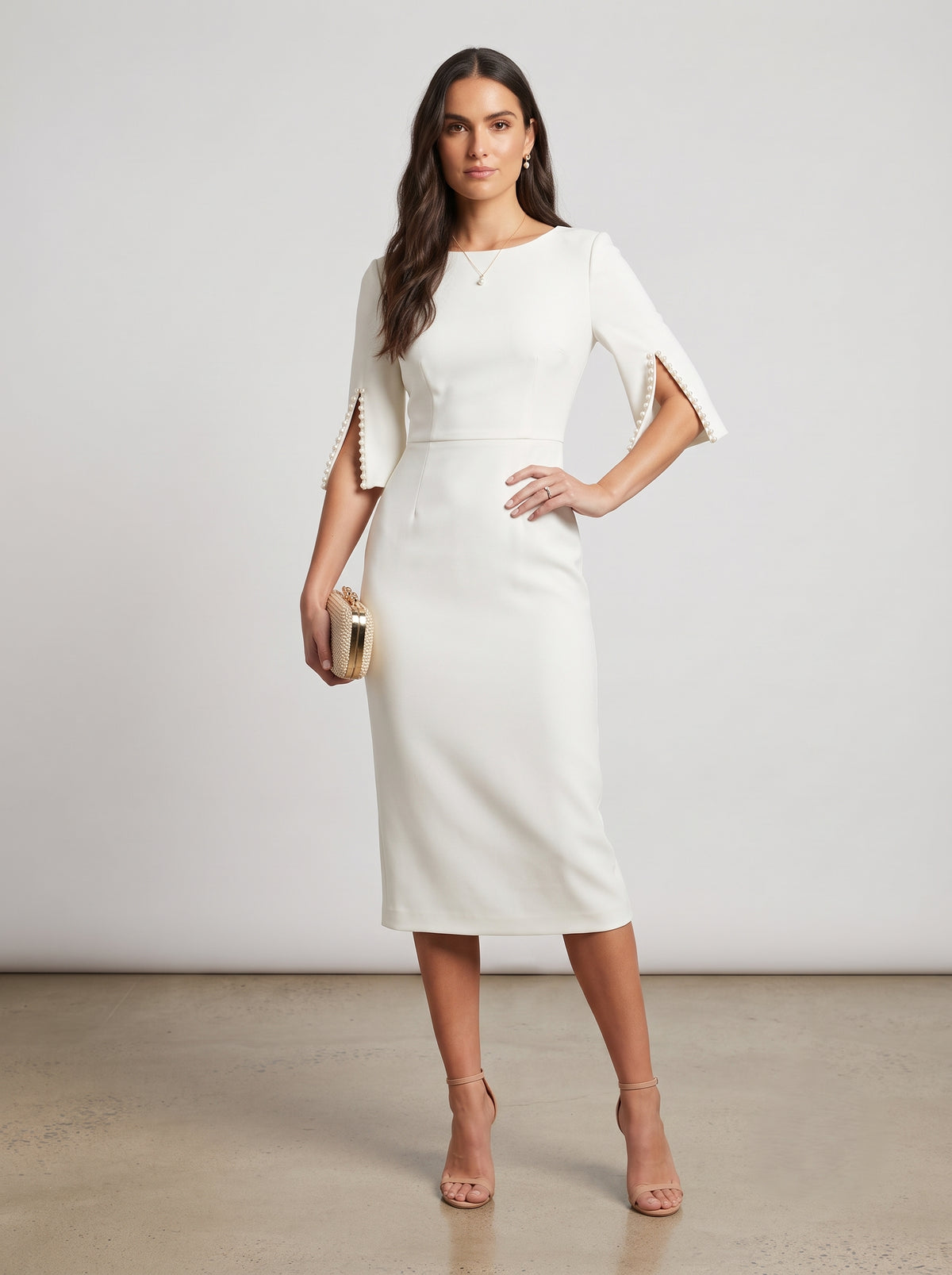 Melany | Vestido largo elegante adornado con perlas