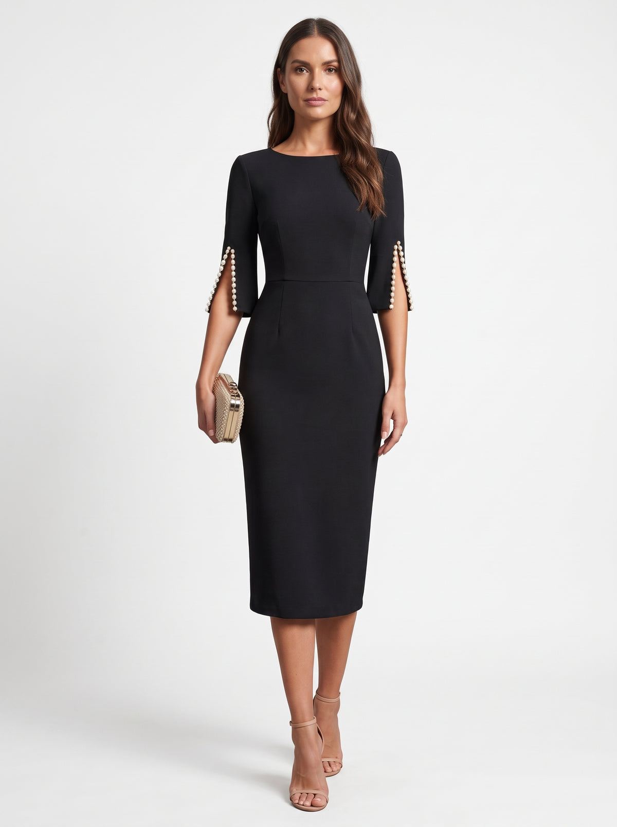 Melany | Vestido largo elegante adornado con perlas