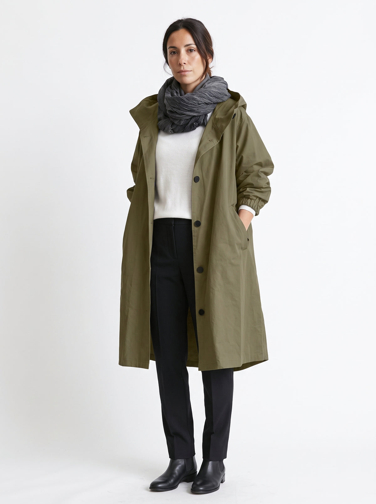 Miriam | Gabardina larga con capucha
