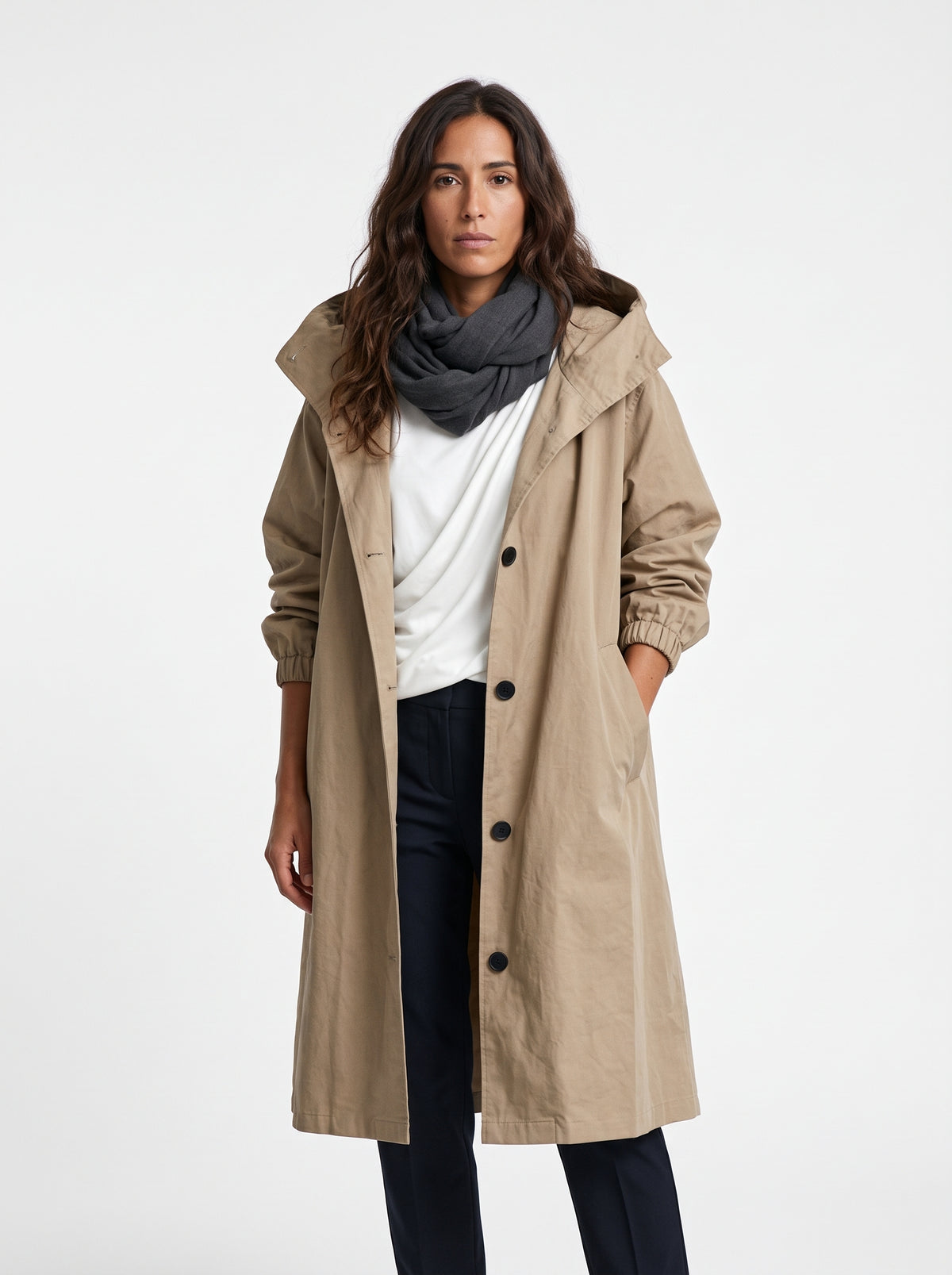Miriam | Gabardina larga con capucha