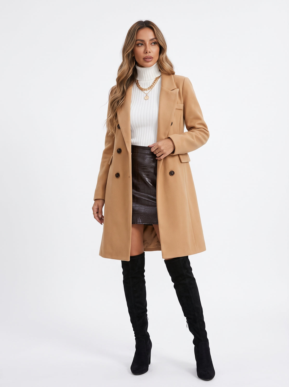 Selena | Gabardina larga de doble botonadura