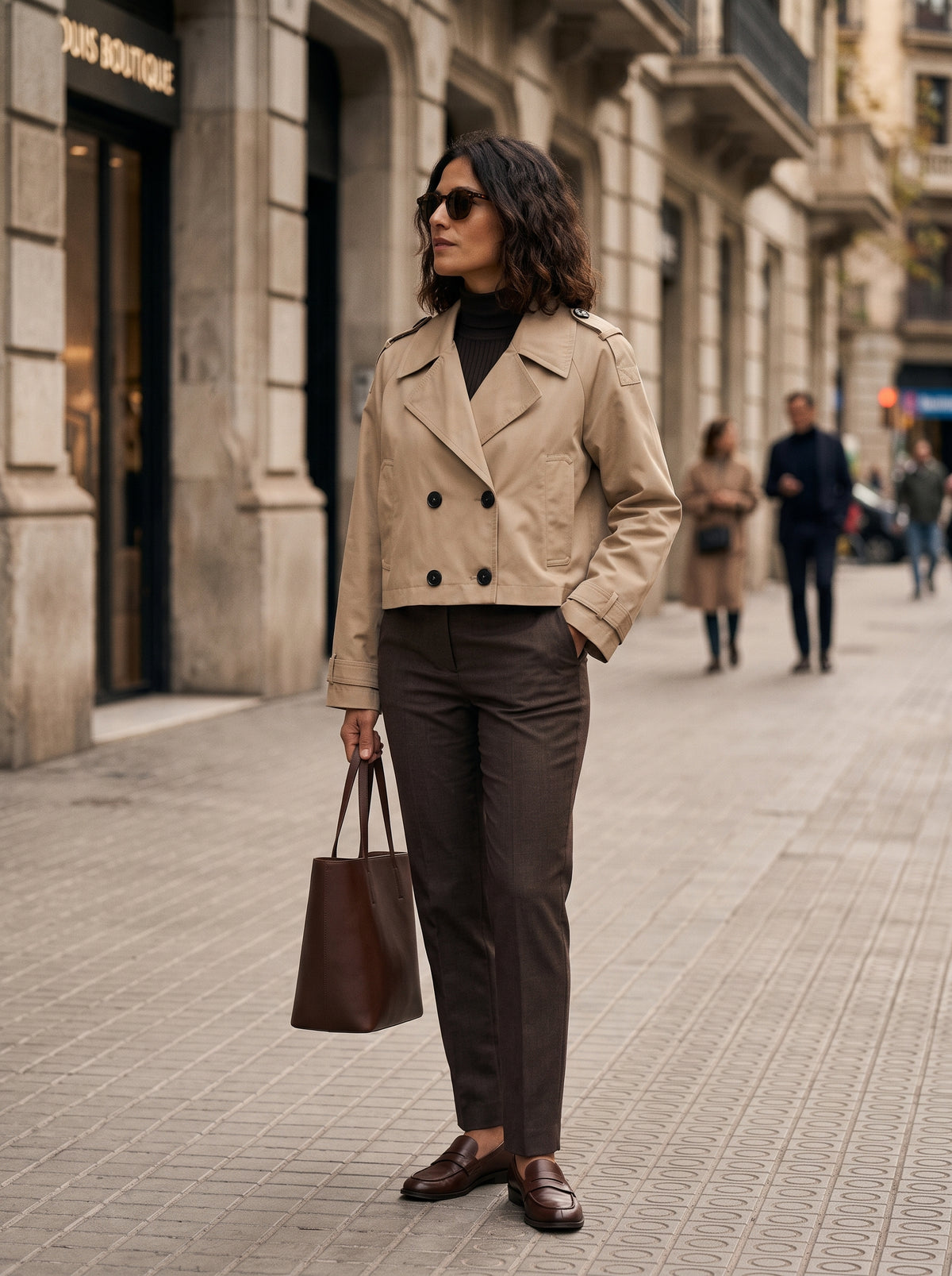 Gabriela | Gabardina corta con doble botonadura