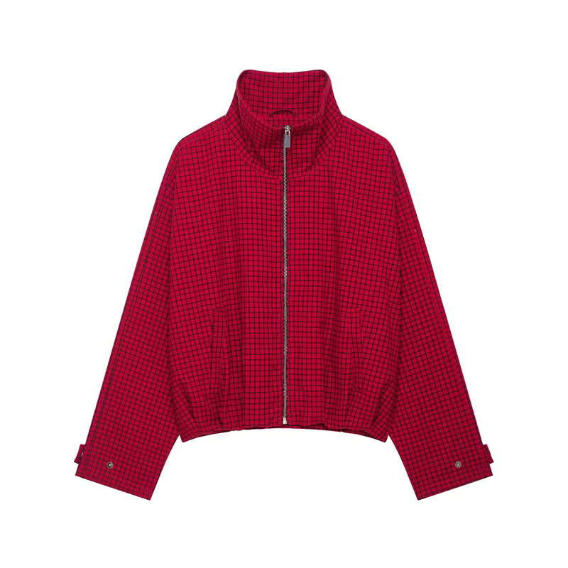 Elisa | Chaqueta bomber a cuadros roja