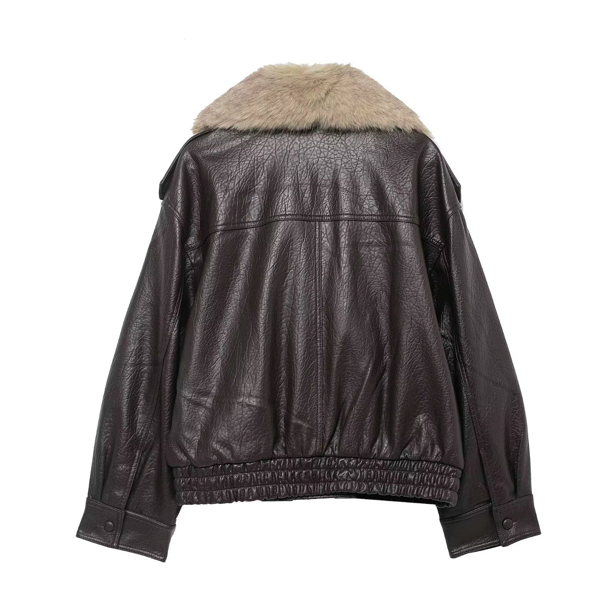 Elena | Chaquetón de cuero y pelo sintético