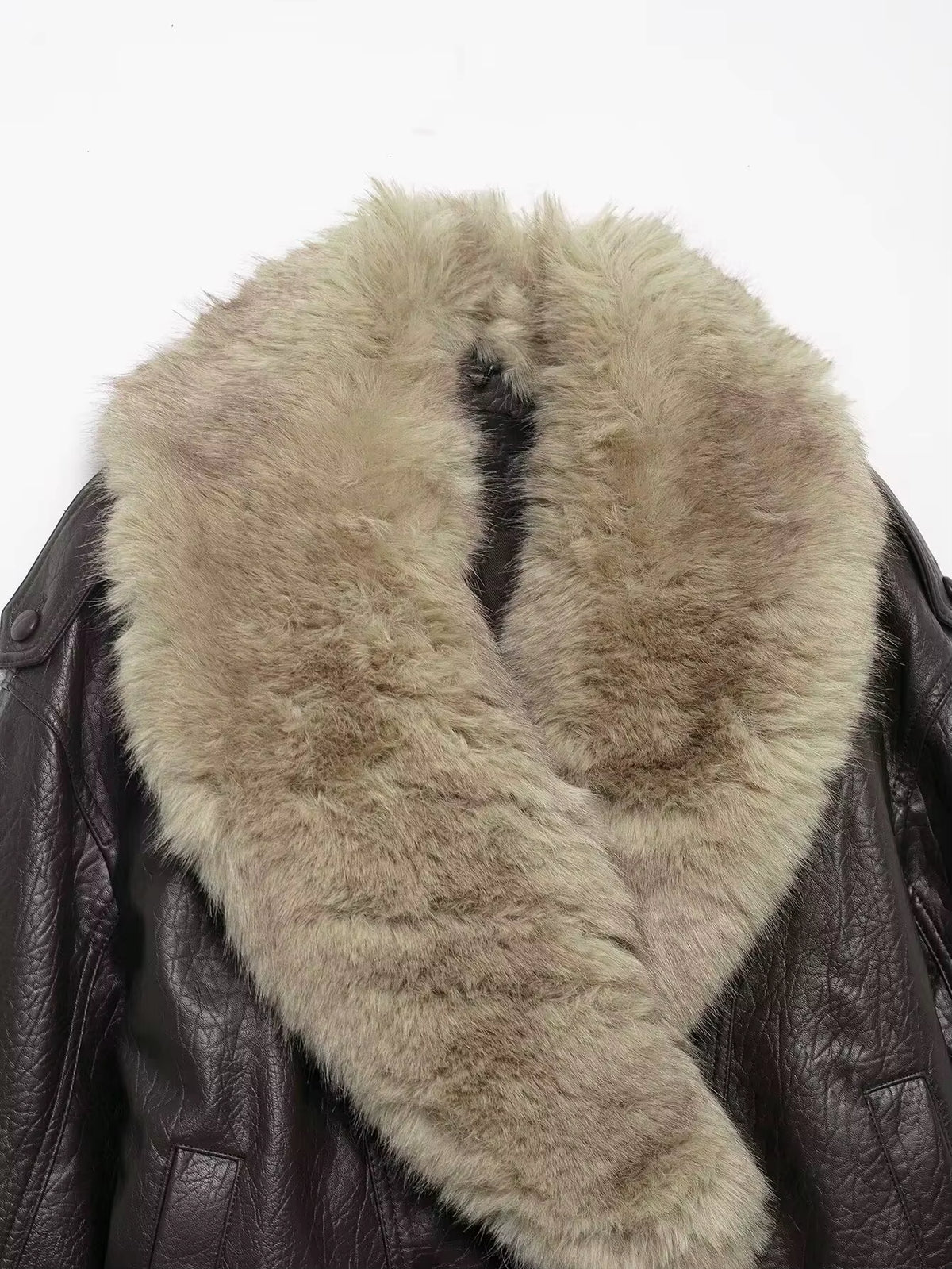 Elena | Chaquetón de cuero y pelo sintético