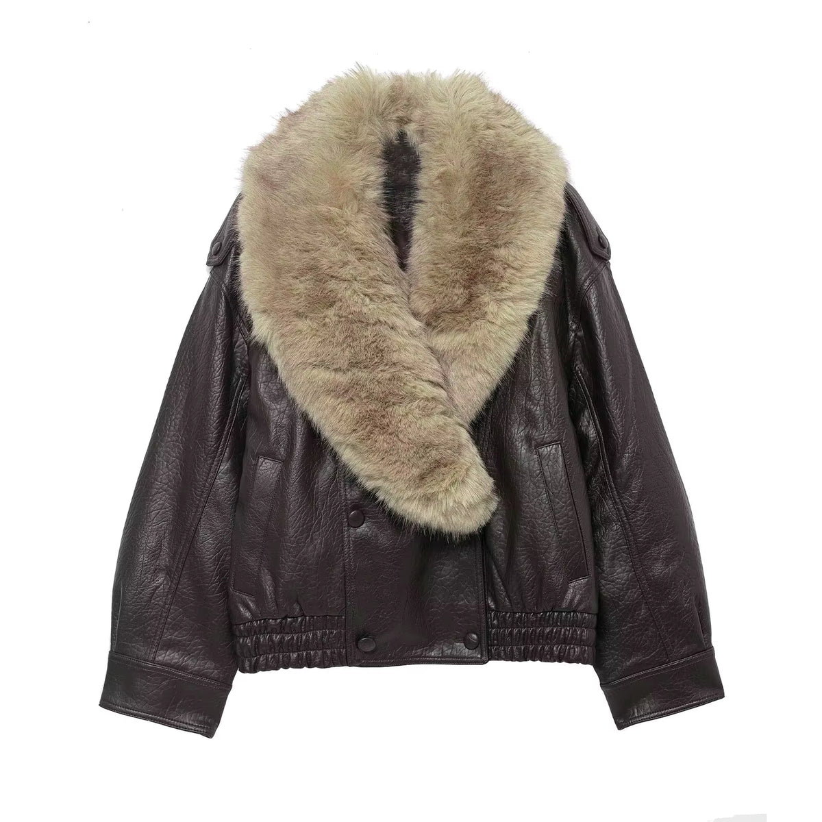 Elena | Chaquetón de cuero y pelo sintético