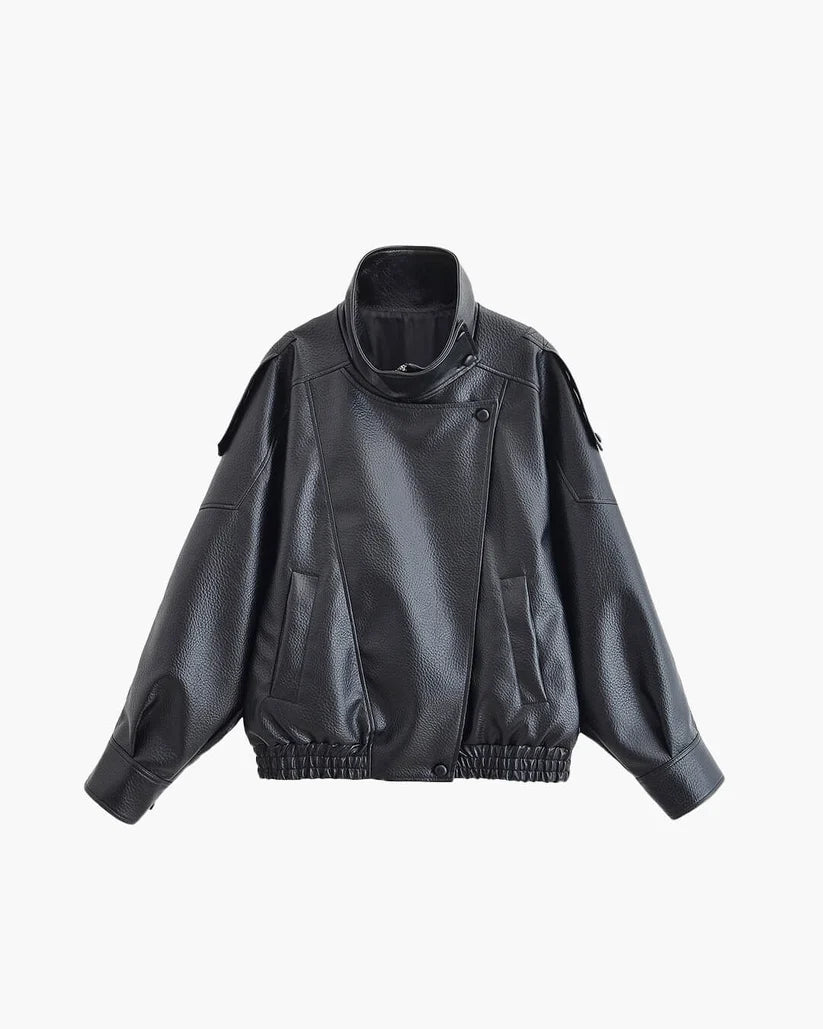 Carlota | Chaqueta de cuero sintético asimétrica