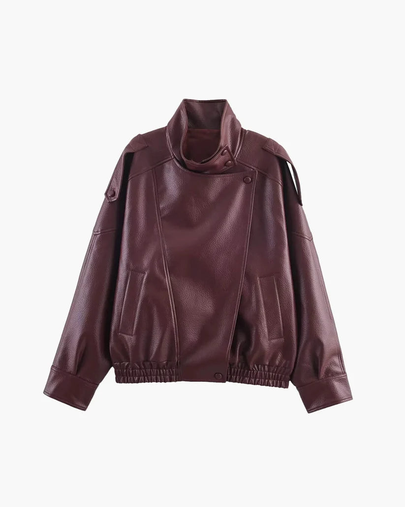 Carlota | Chaqueta de cuero sintético asimétrica